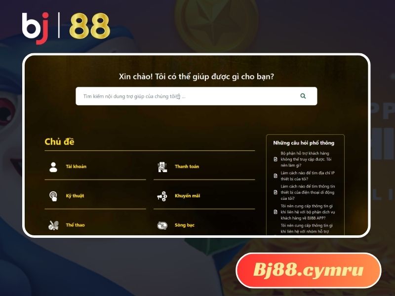 Trang hỗ trợ rút tiền BJ88 và một số thông tin khác